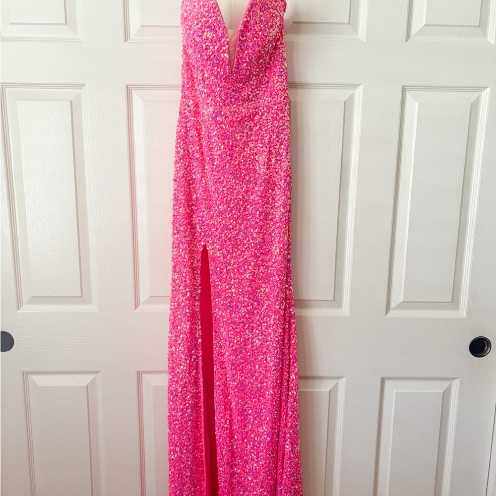 Pink Sequin Prom Gown